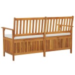 vidaXL Bancă de depozitare cu pernă, 148 cm, lemn masiv de acacia