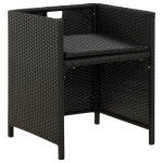 vidaXL Scaune de grădină cu perne, 4 buc., negru, poliratan vidaXL Scaune de grădină cu perne, 4 buc., negru, poliratan