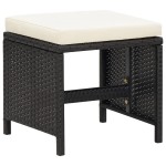 vidaXL Taburete de grădină cu perne, 4 buc., negru, poliratan vidaXL Taburete de grădină cu perne, 4 buc., negru, poliratan