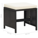 vidaXL Taburete de grădină cu perne, 4 buc., negru, poliratan vidaXL Taburete de grădină cu perne, 4 buc., negru, poliratan