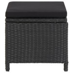 vidaXL Taburete de grădină cu perne, 4 buc., negru, poliratan vidaXL Taburete de grădină cu perne, 4 buc., negru, poliratan