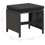 vidaXL Taburete de grădină cu perne, 4 buc., negru, poliratan vidaXL Taburete de grădină cu perne, 4 buc., negru, poliratan