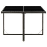 vidaXL Masă de grădină, negru, 109x107x74 cm, poliratan și sticlă vidaXL Masă de grădină, negru, 109x107x74 cm, poliratan și sticlă