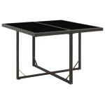 vidaXL Masă de grădină, negru, 109x107x74 cm, poliratan și sticlă vidaXL Masă de grădină, negru, 109x107x74 cm, poliratan și sticlă