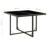vidaXL Masă de grădină, negru, 109x107x74 cm, poliratan și sticlă vidaXL Masă de grădină, negru, 109x107x74 cm, poliratan și sticlă