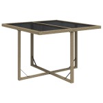 vidaXL Masă de grădină, bej, 109x107x74 cm, poliratan și sticlă vidaXL Masă de grădină, bej, 109x107x74 cm, poliratan și sticlă