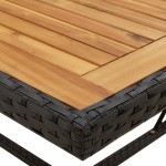 vidaXL Masă de grădină, negru, 109x107x74 cm, poliratan și lemn acacia vidaXL Masă de grădină, negru, 109x107x74 cm, poliratan și lemn acacia