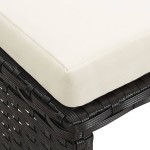 vidaXL Taburete de grădină cu perne, negru, poliratan vidaXL Taburete de grădină cu perne, negru, poliratan