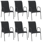vidaXL Scaune de grădină, 6 buc., negru, oțel și textilenă vidaXL Scaune de grădină, 6 buc., negru, oțel și textilenă