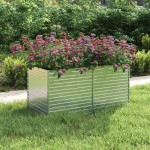 vidaXL Strat înălțat de grădină argintiu 160x80x77 cm oțel galvanizat