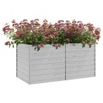 vidaXL Strat înălțat de grădină argintiu 160x80x77 cm oțel galvanizat
