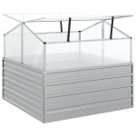vidaXL Strat înălțat cu seră de grădină, argintiu, 100x100x85 cm vidaXL Strat înălțat cu seră de grădină, argintiu, 100x100x85 cm