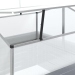 vidaXL Strat înălțat cu seră de grădină, argintiu, 100x100x85 cm vidaXL Strat înălțat cu seră de grădină, argintiu, 100x100x85 cm