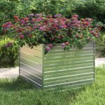 vidaXL Strat înălțat de grădină argintiu 100x100x77cm oțel galvanizat vidaXL Strat înălțat de grădină argintiu 100x100x77cm oțel galvanizat