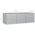 vidaXL Strat înălțat de grădină argintiu 240x80x77 cm oțel galvanizat