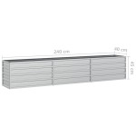 vidaXL Strat înălțat de grădină argintiu 240x40x45 cm oțel galvanizat