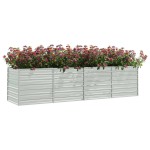 vidaXL Strat înălțat de grădină argintiu 320x80x77 cm oțel galvanizat