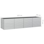 vidaXL Strat înălțat de grădină argintiu 320x80x77 cm oțel galvanizat