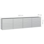 vidaXL Strat înălțat de grădină argintiu 320x40x77 cm oțel galvanizat