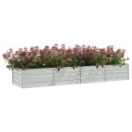 vidaXL Strat înălțat de grădină argintiu 320x80x45 cm oțel galvanizat