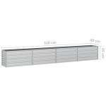 vidaXL Strat înălțat de grădină argintiu 320x40x45 cm oțel galvanizat