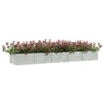 vidaXL Strat înălțat de grădină argintiu 400x80x45 cm oțel galvanizat