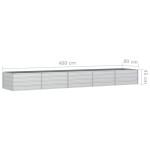vidaXL Strat înălțat de grădină argintiu 400x80x45 cm oțel galvanizat