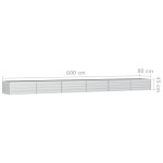 vidaXL Strat înălțat de grădină argintiu 600x80x45 cm oțel galvanizat