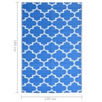 vidaXL Covor de exterior, ARAKIL albastru, 120x180 cm, PP vidaXL Covor de exterior, ARAKIL albastru, 120x180 cm, PP