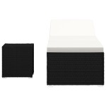 vidaXL Șezlong cu pernă și măsuță de ceai, negru, poliratan