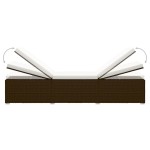 vidaXL Șezlong cu pernă și măsuță de ceai, maro, poliratan