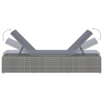 vidaXL Șezlong cu pernă și măsuță de ceai, gri, poliratan