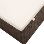vidaXL Șezlong cu copertină și pernă, maro, poliratan