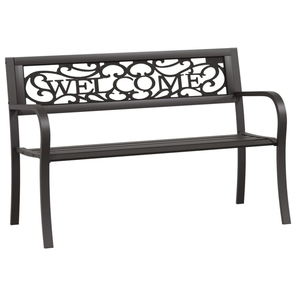 vidaXL Bancă de grădină, negru, 125 cm, oțel