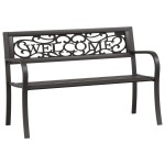vidaXL Bancă de grădină, negru, 125 cm, oțel vidaXL Bancă de grădină, negru, 125 cm, oțel