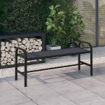 vidaXL Bancă de grădină, negru, 124,5 cm, oțel și WPC vidaXL Bancă de grădină, negru, 124,5 cm, oțel și WPC