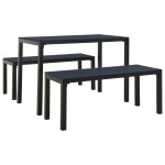 vidaXL Set mobilier de grădină, 3 piese, negru, WPC și oțel vidaXL Set mobilier de grădină, 3 piese, negru, WPC și oțel