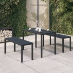 vidaXL Set mobilier de grădină, 3 piese, negru, WPC și oțel vidaXL Set mobilier de grădină, 3 piese, negru, WPC și oțel