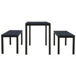 vidaXL Set mobilier de grădină, 3 piese, negru, WPC și oțel vidaXL Set mobilier de grădină, 3 piese, negru, WPC și oțel