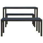 vidaXL Set mobilier de grădină, 3 piese, negru, WPC și oțel vidaXL Set mobilier de grădină, 3 piese, negru, WPC și oțel