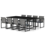 vidaXL Set mobilier de grădină cu perne, 9 piese, gri, poliratan vidaXL Set mobilier de grădină cu perne, 9 piese, gri, poliratan