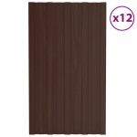 vidaXL Panouri pentru acoperiș, 12 buc., maro, 80x45cm oțel galvanizat vidaXL Panouri pentru acoperiș, 12 buc., maro, 80x45cm oțel galvanizat