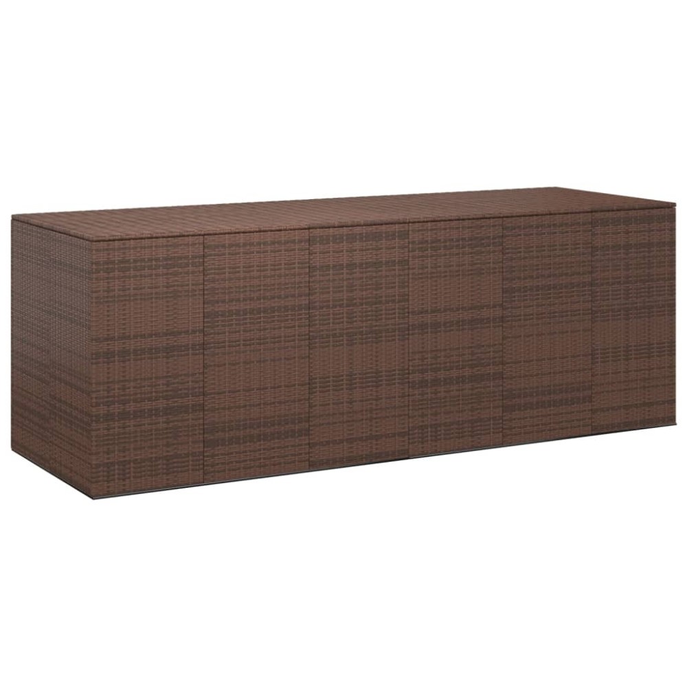 vidaXL Ladă de grădină pentru perne, maro, 291x100,5x104 cm, ratan PE