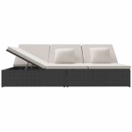 vidaXL Șezlong/canapea rabatabilă cu perne, negru, poliratan vidaXL Șezlong/canapea rabatabilă cu perne, negru, poliratan