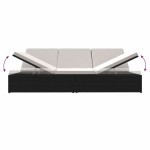 vidaXL Șezlong/canapea rabatabilă cu perne, negru, poliratan vidaXL Șezlong/canapea rabatabilă cu perne, negru, poliratan