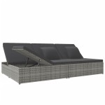 vidaXL Șezlong/canapea rabatabilă cu perne, gri închis, poliratan vidaXL Șezlong/canapea rabatabilă cu perne, gri închis, poliratan