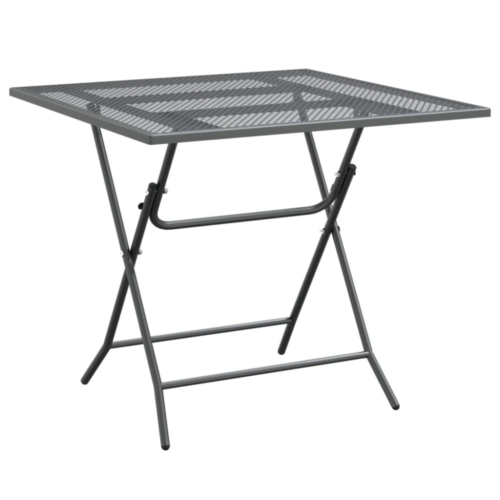 vidaXL Masă de grădină antracit 80x80x72 cm plasă metalică expandată