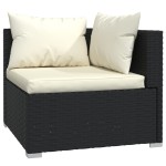 vidaXL Set mobilier de grădină cu perne, 3 piese, negru, poliratan vidaXL Set mobilier de grădină cu perne, 3 piese, negru, poliratan