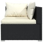 vidaXL Set mobilier de grădină cu perne, 3 piese, negru, poliratan vidaXL Set mobilier de grădină cu perne, 3 piese, negru, poliratan