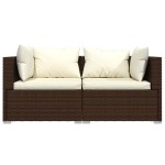 vidaXL Set mobilier de grădină cu perne, 3 piese, maro, poliratan vidaXL Set mobilier de grădină cu perne, 3 piese, maro, poliratan
